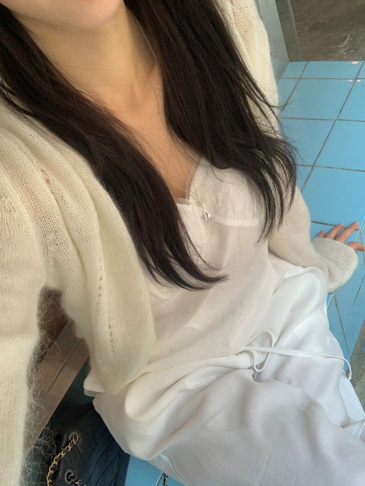 微透清涼荷葉邊褲頭細節直褲