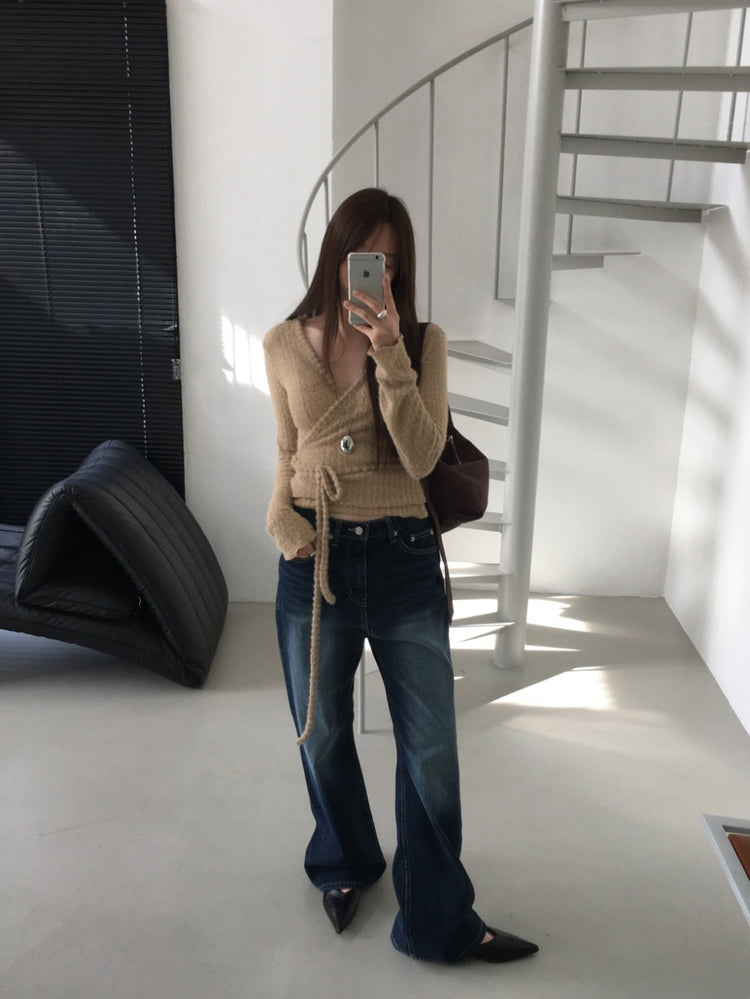 毛絨親膚綁帶細節上衣