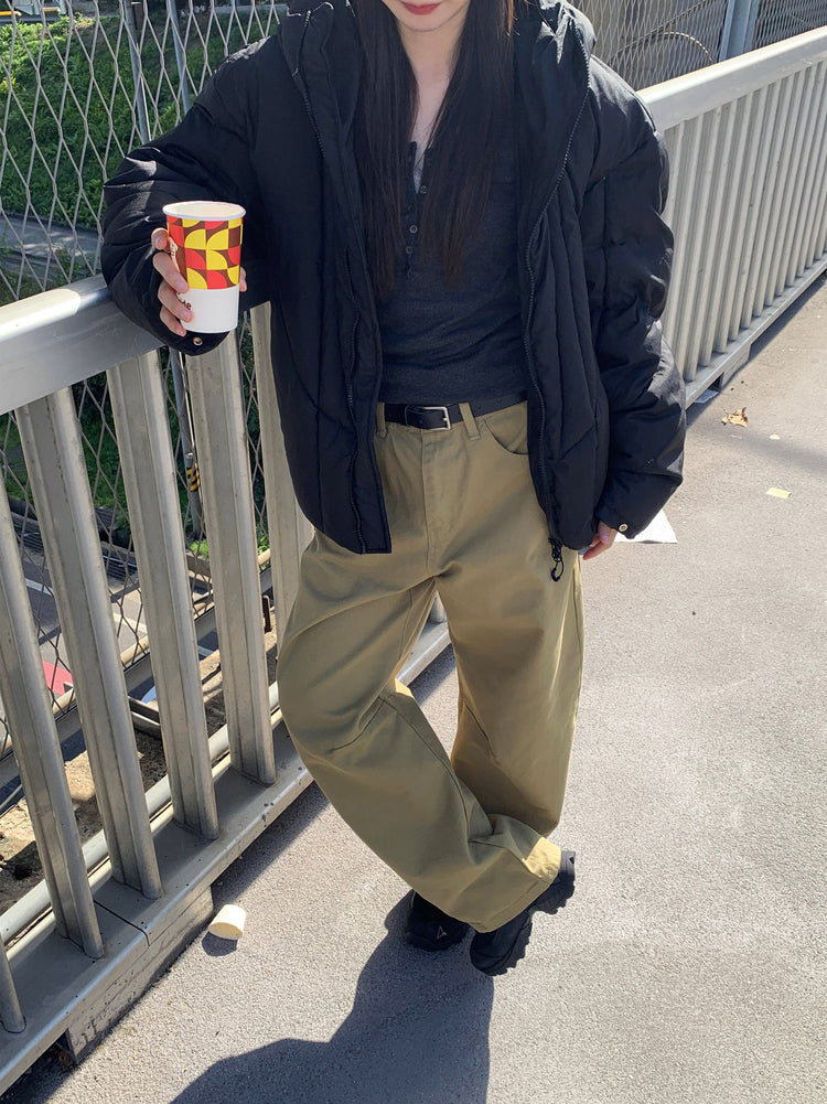 美色V領扣鈕修身上衣