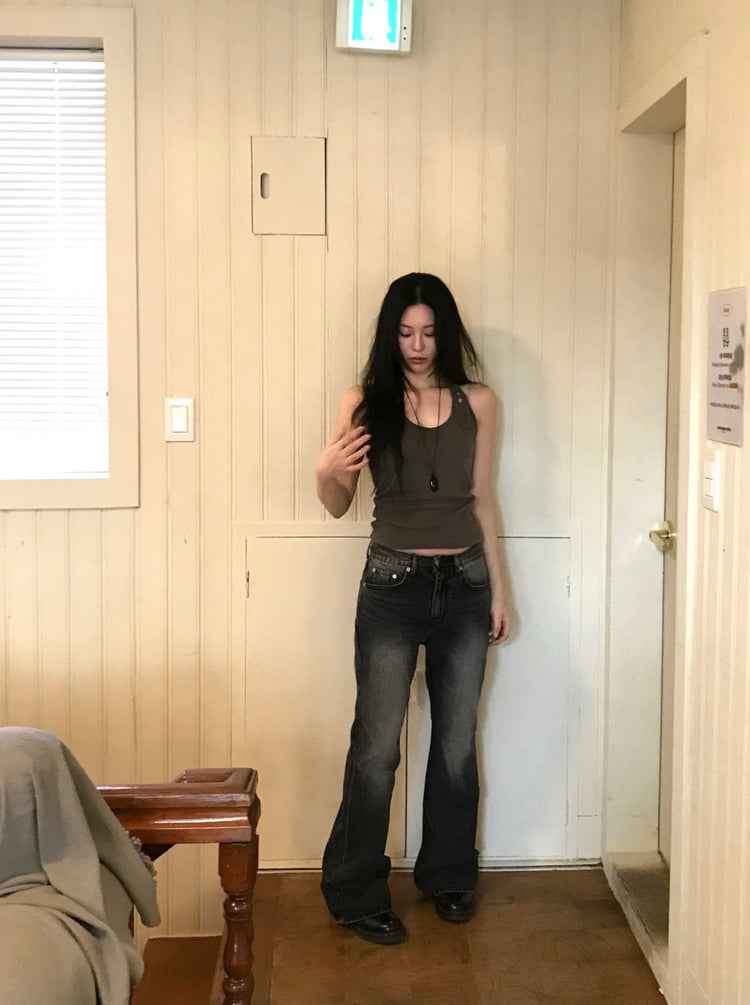 掛脖扣鈕細節背心