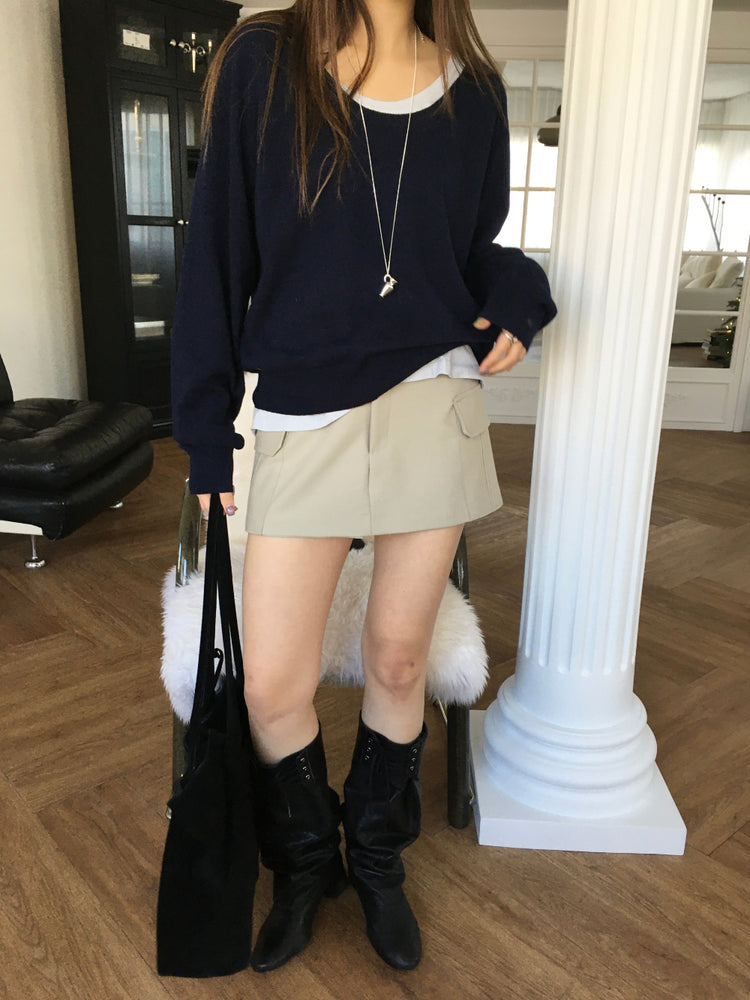 U領隨性寬鬆上衣