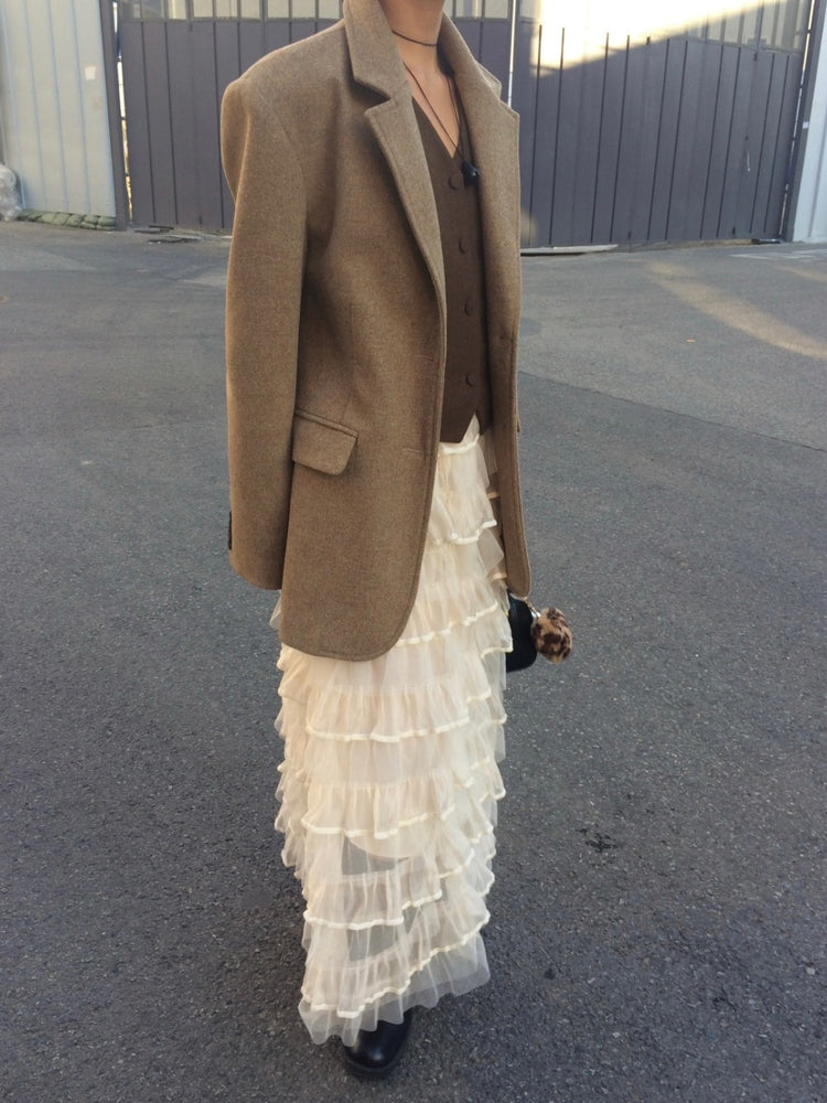 極美透紗蛋糕層次感及踝裙