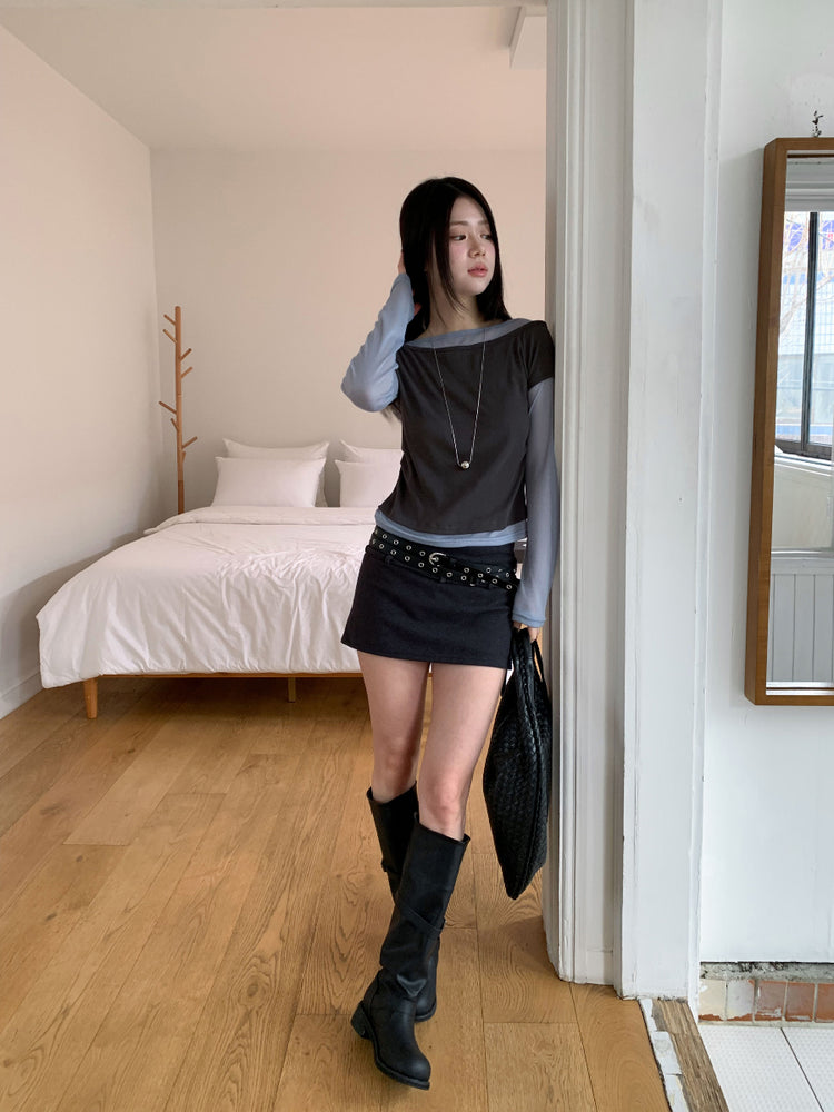 撞色層次感兩件式上衣