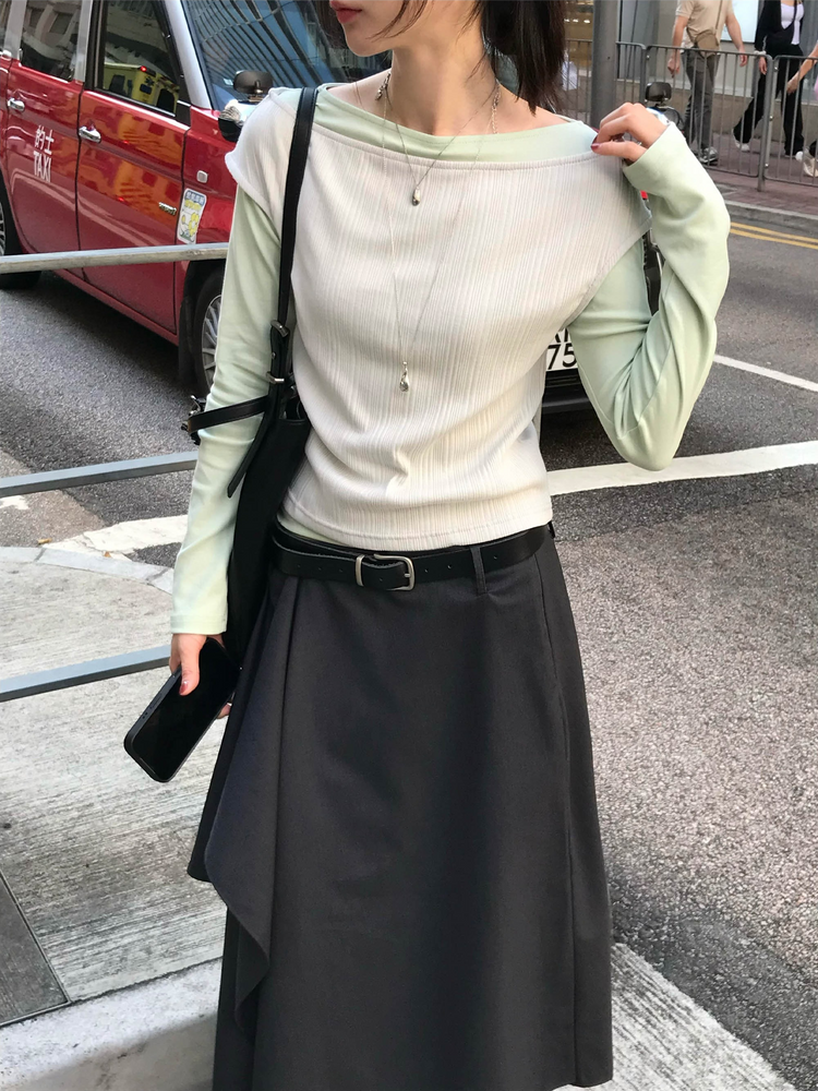 美肩鐵扣細節前後兩穿上衣