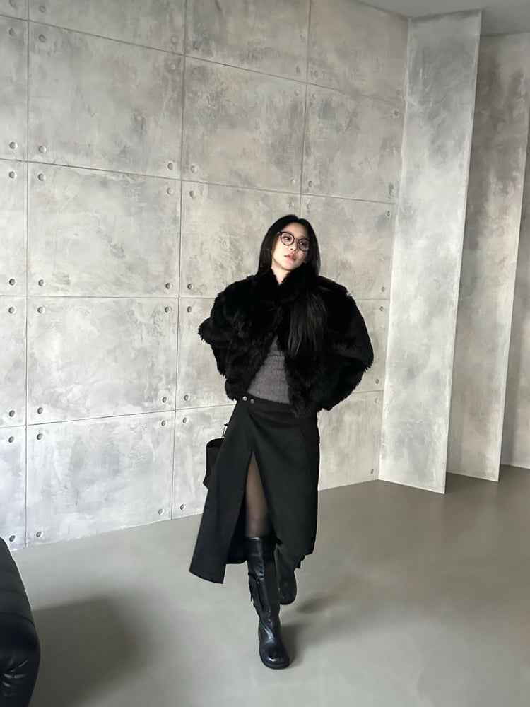 毛絨交疊細節背心