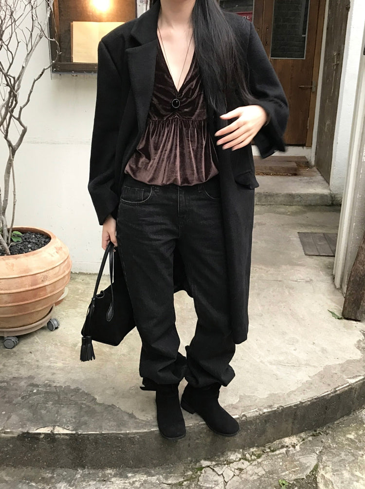 絲絨泡泡下擺背心