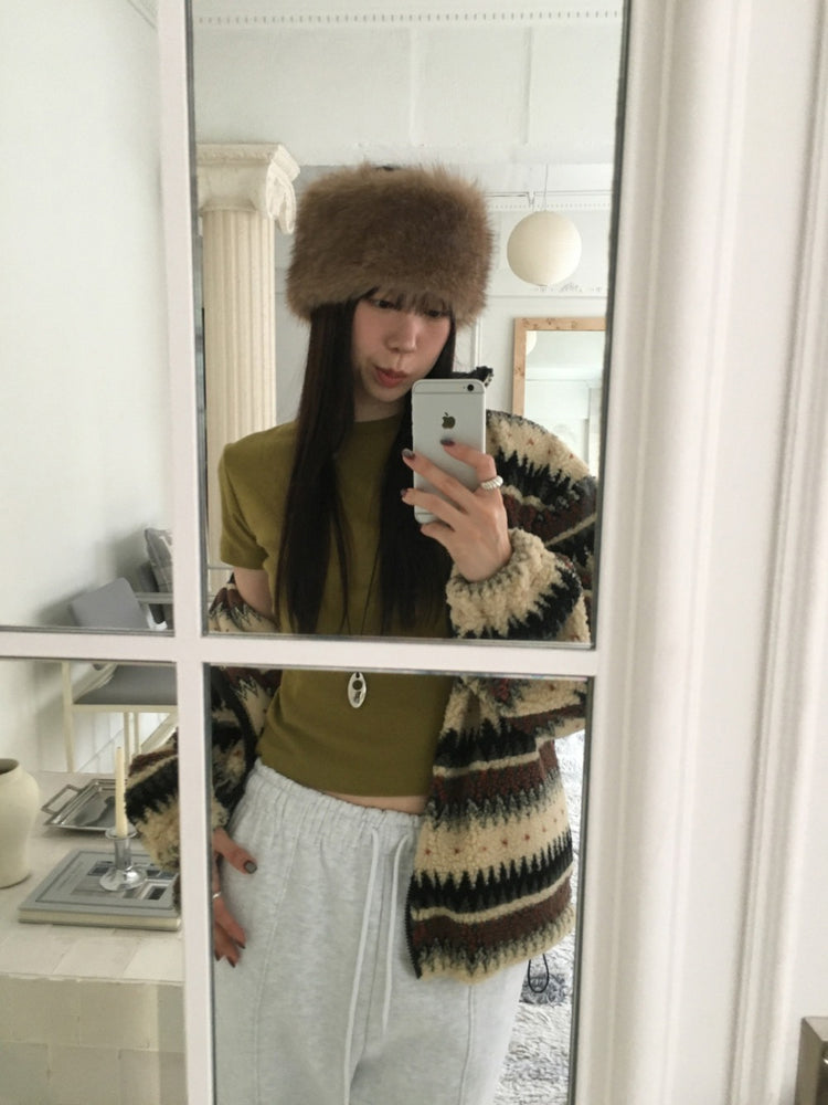 毛絨質感頭帶/圍巾