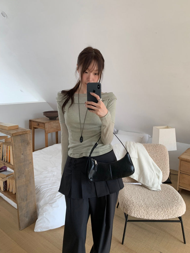 經典條紋雙褶直褲