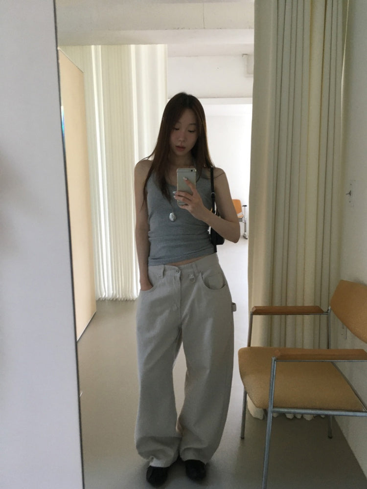 S/S 美肩撞色掛脖兩件式上衣