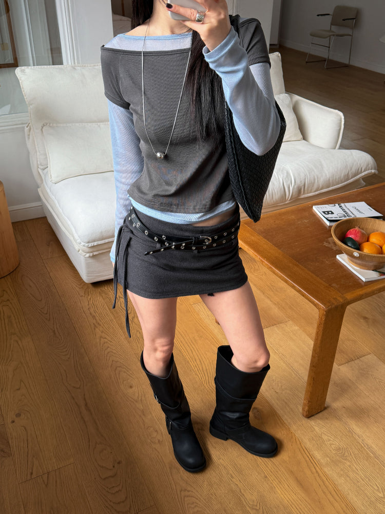 撞色層次感兩件式上衣