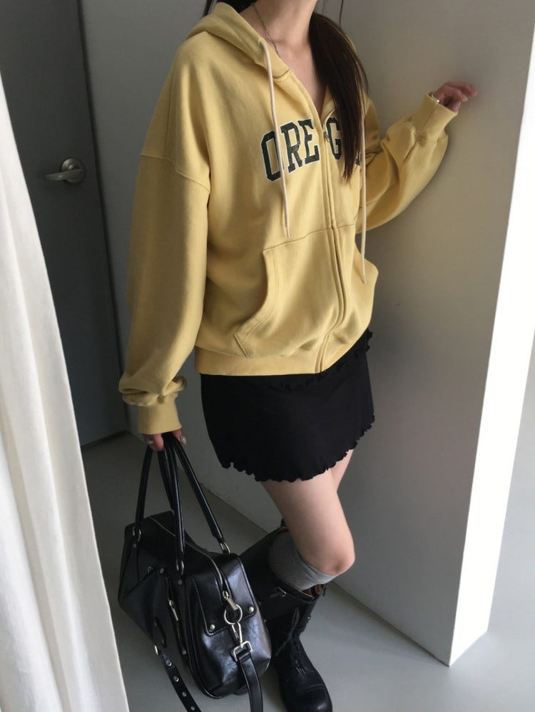 美色做舊字母連帽外套