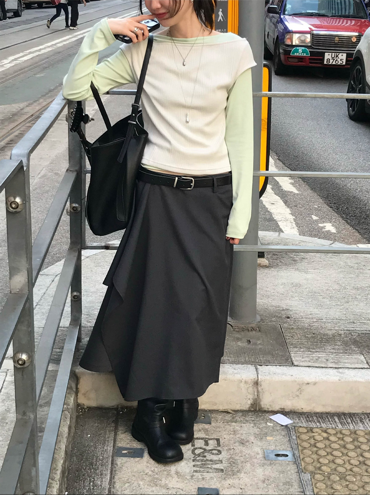 美肩鐵扣細節前後兩穿上衣