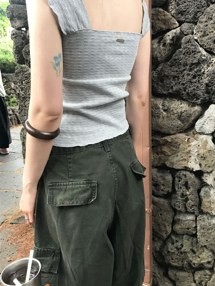 皺皺紋理胸壓線細節上衣