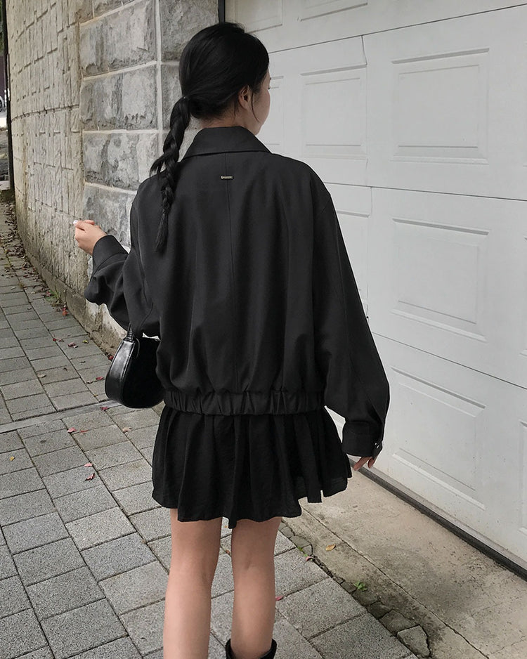 美色銀標細節翻領外套