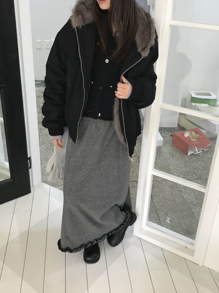 捲邊細節壓線及踝裙