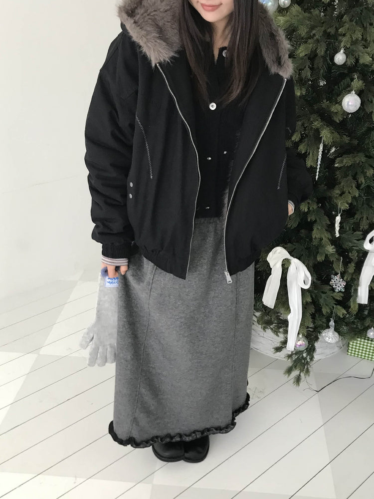 捲邊細節壓線及踝裙