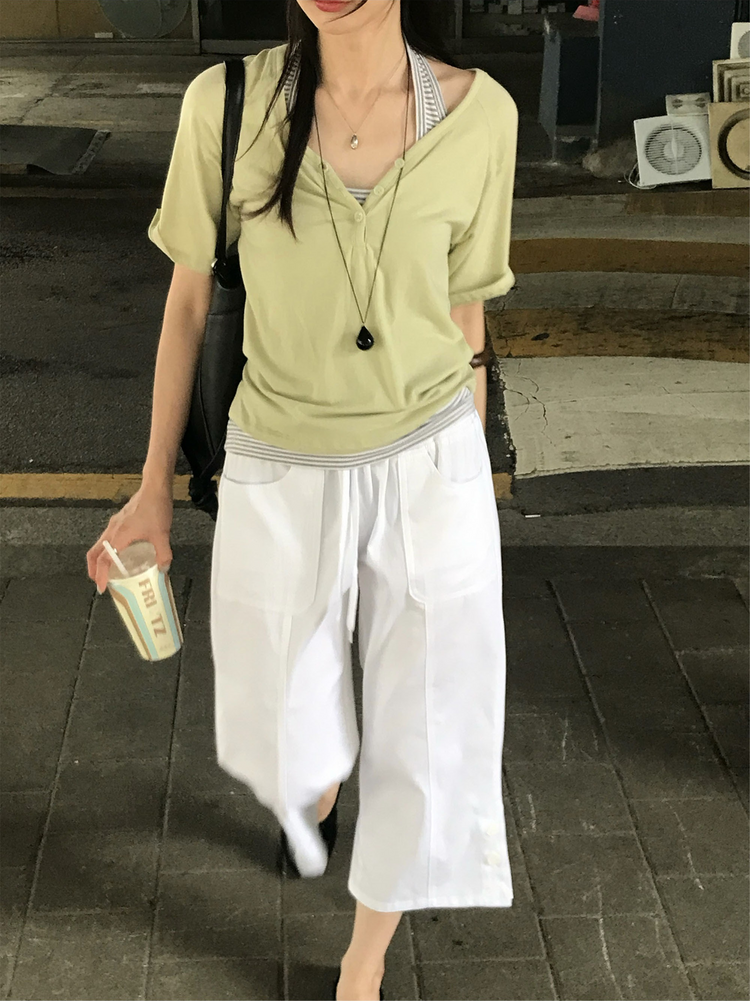 美色V領袖反折細節上衣