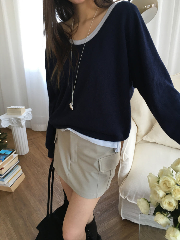 U領隨性寬鬆上衣