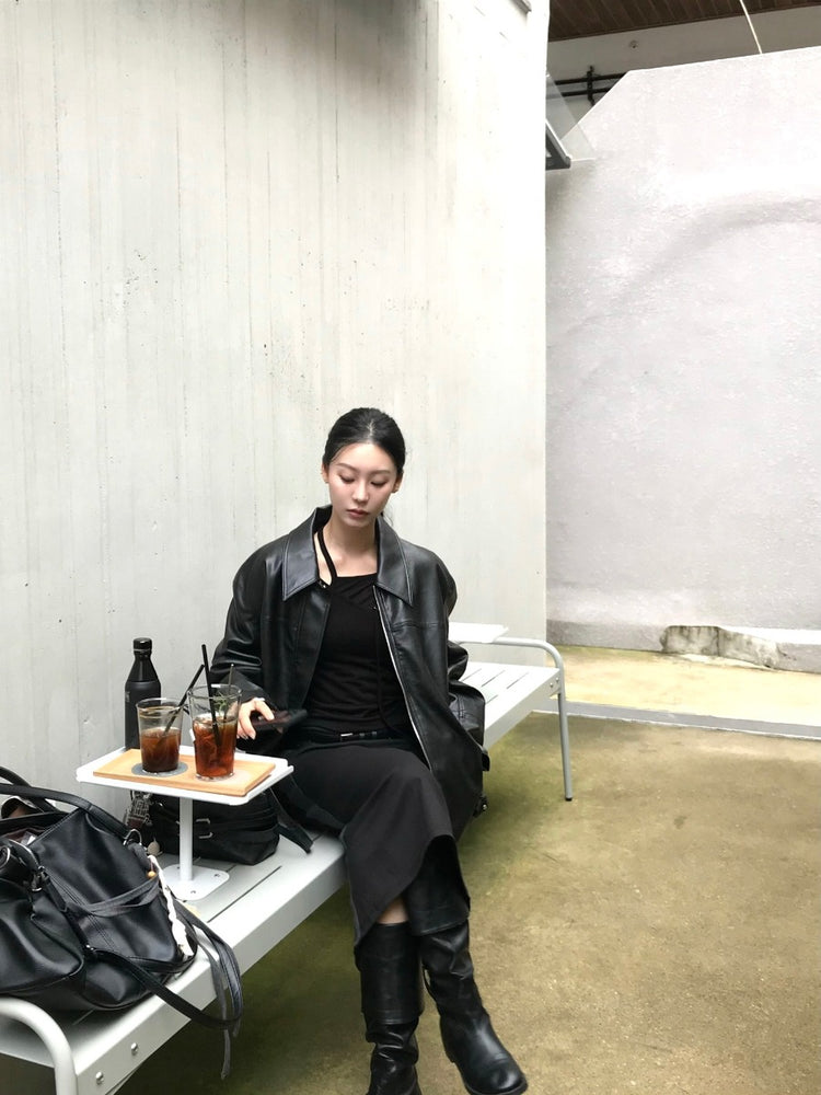 天絲微透膚不對稱垂帶設計上衣