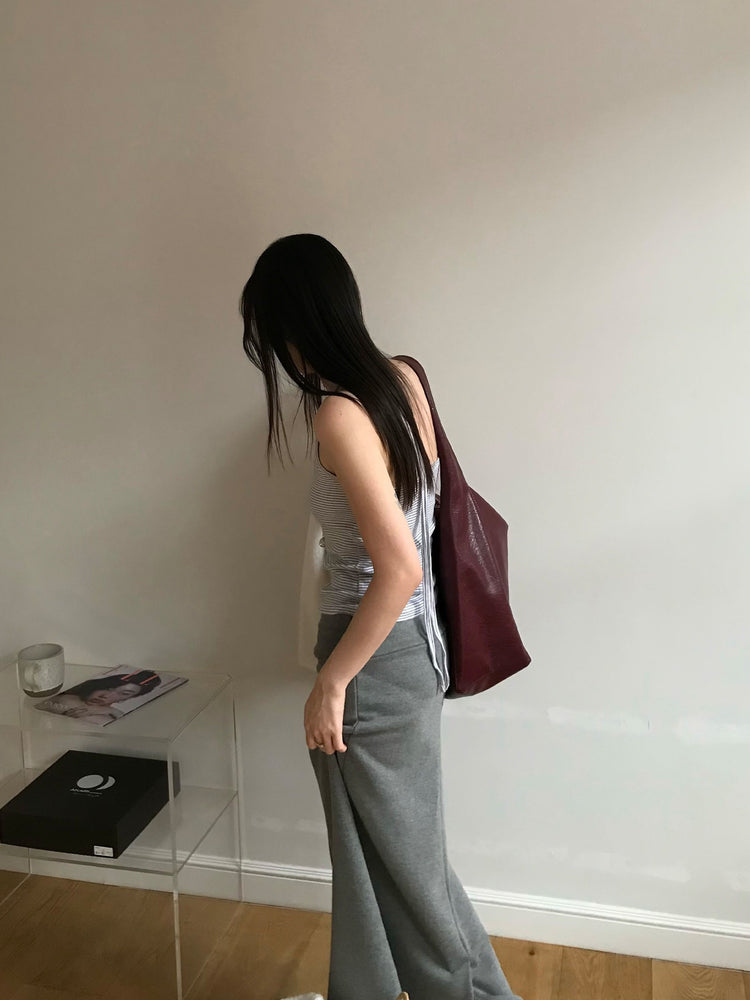紋理寬肩帶容量袋