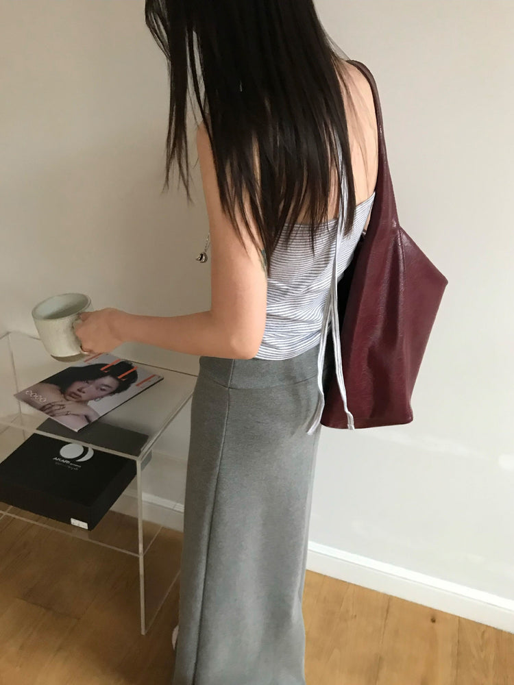 紋理寬肩帶容量袋