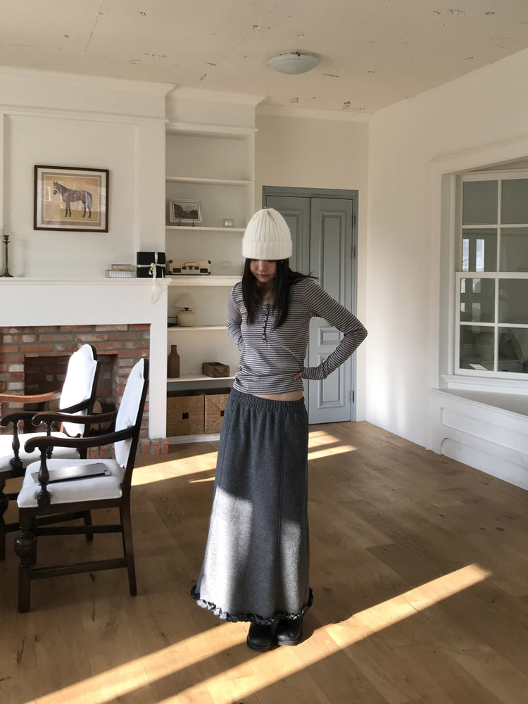 捲邊細節壓線及踝裙