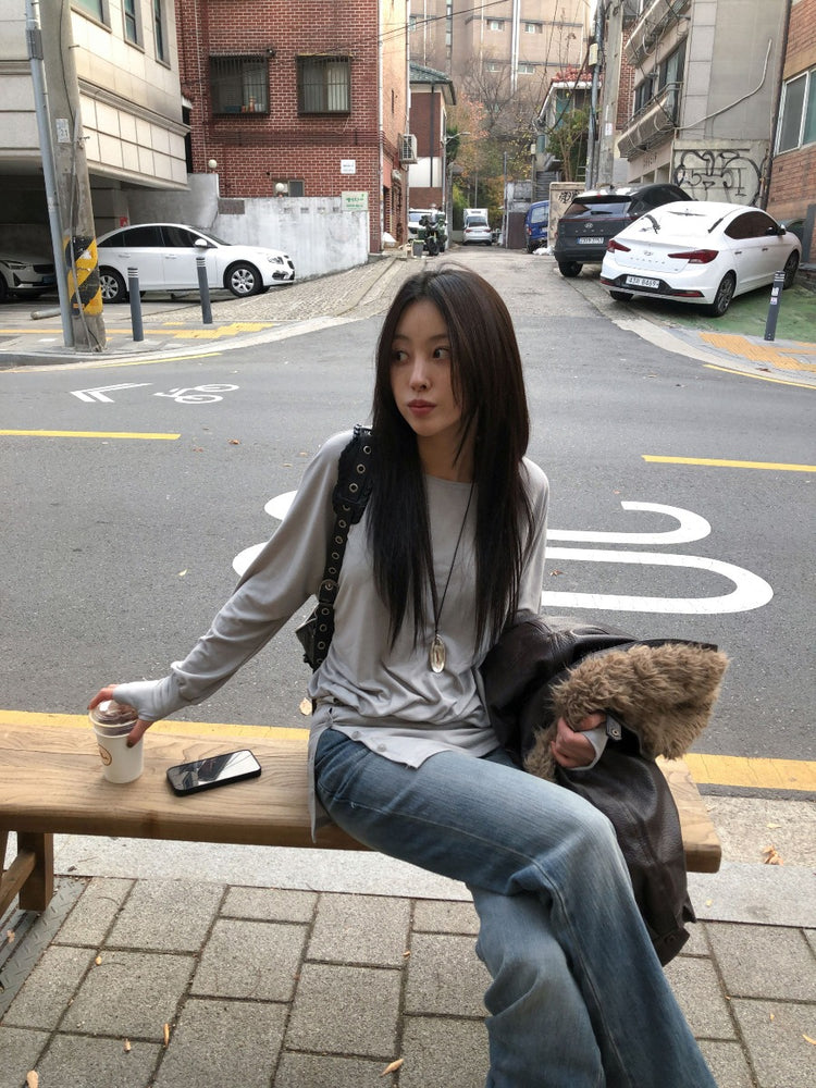 美肩側開叉指扣細節修腰連身裙