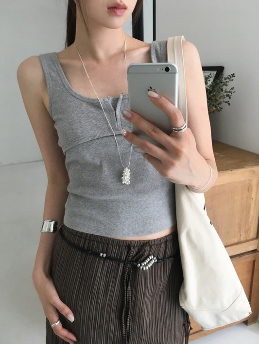 U領排鈕修身背心