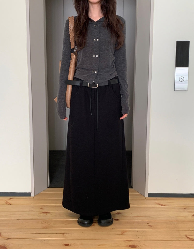 細腰頭皮帶扣壓線及踝棉裙