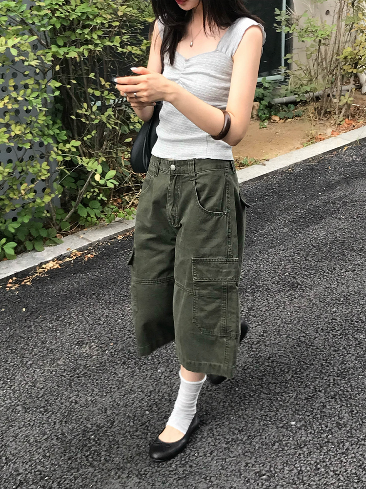 皺皺紋理胸壓線細節上衣