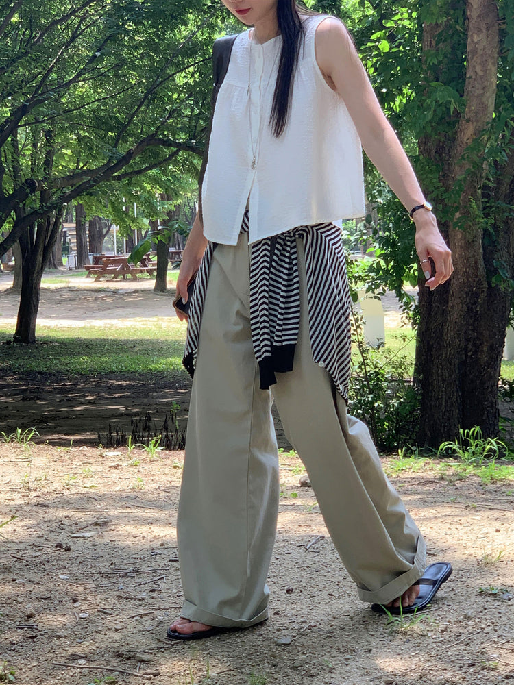 微透條紋排鈕針織外套
