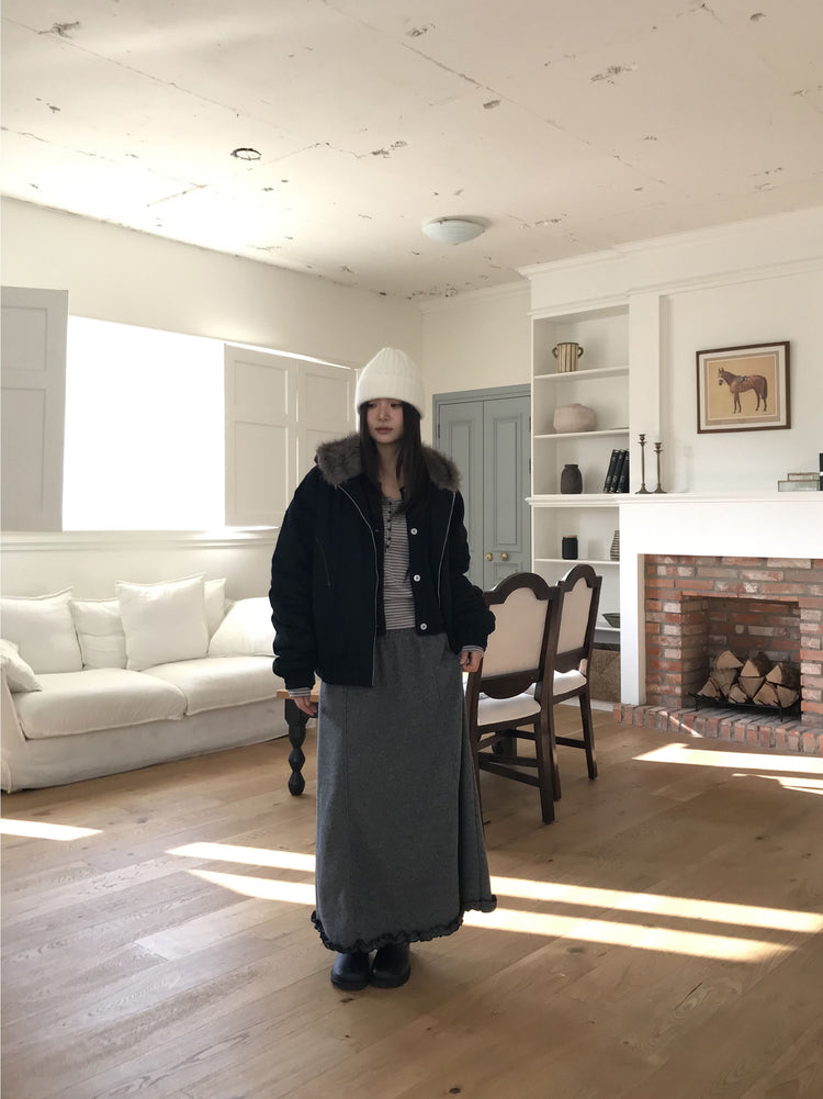 捲邊細節壓線及踝裙