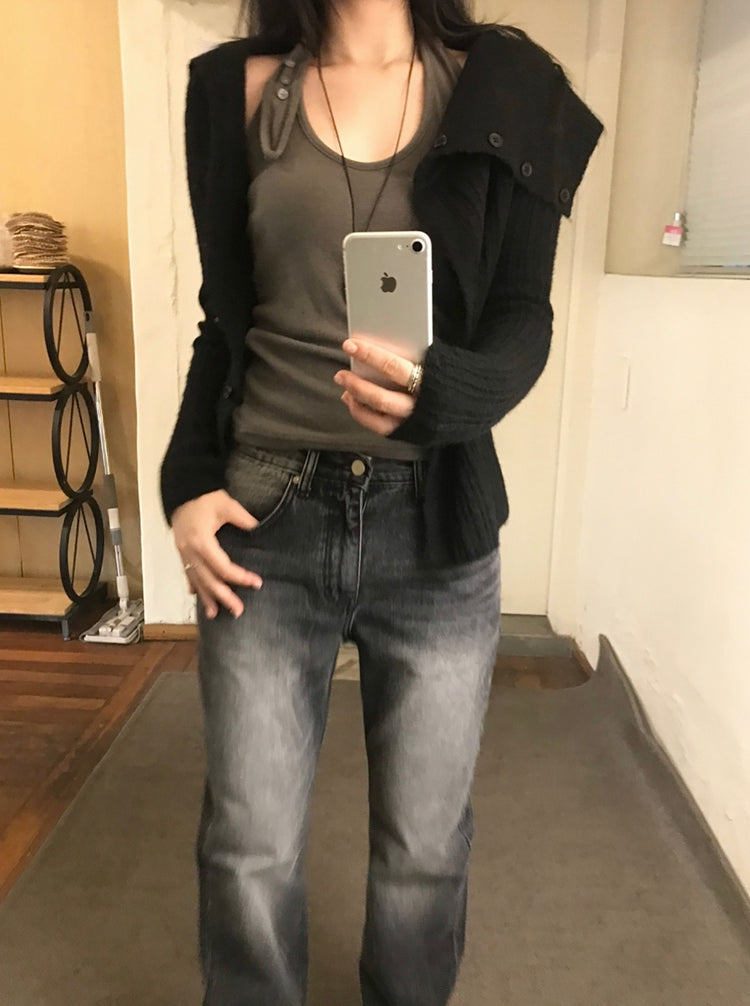 掛脖扣鈕細節背心