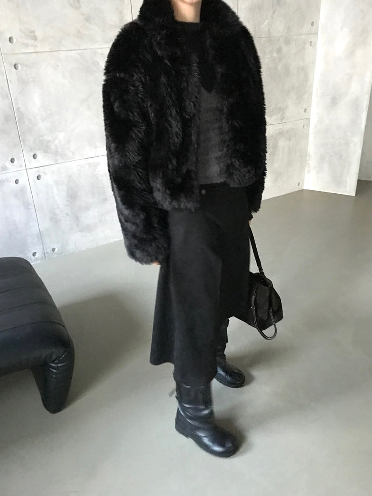 交疊側開叉不對稱細節裙