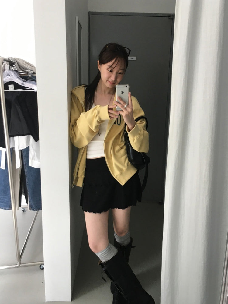 美色做舊字母連帽外套