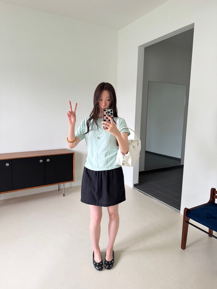 美色船領壓線細節上衣
