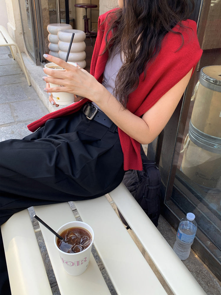 高質雙壓褶口袋細節直褲