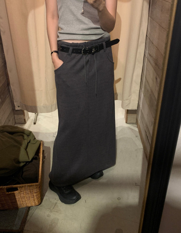 細腰頭皮帶扣壓線及踝棉裙