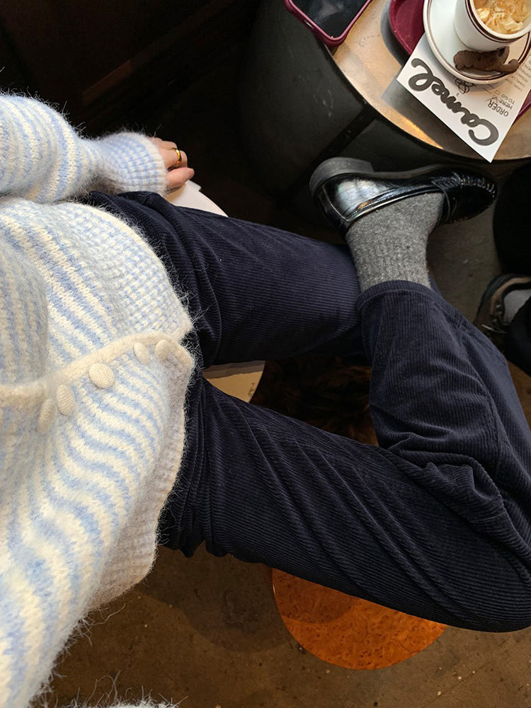 撞色可立領排鈕修腰針織外套