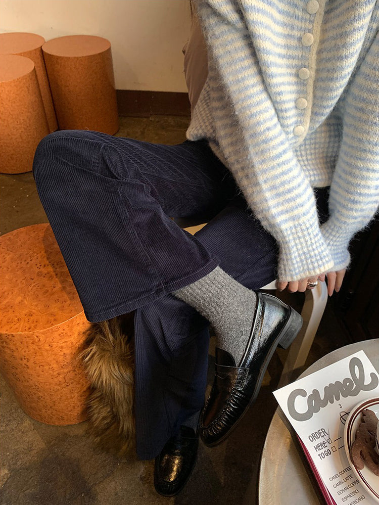 撞色可立領排鈕修腰針織外套