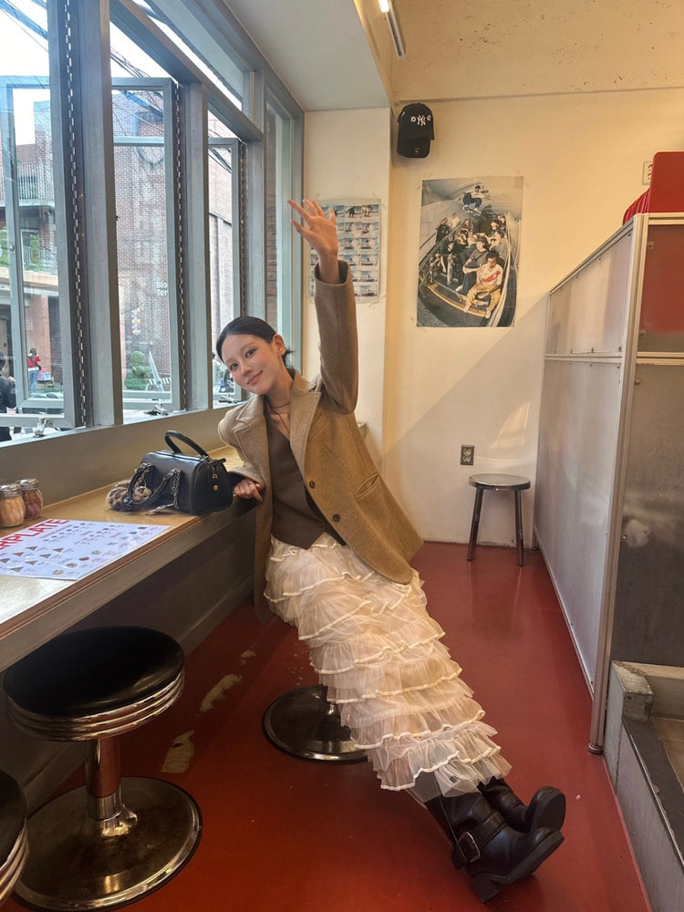 極美透紗蛋糕層次感及踝裙