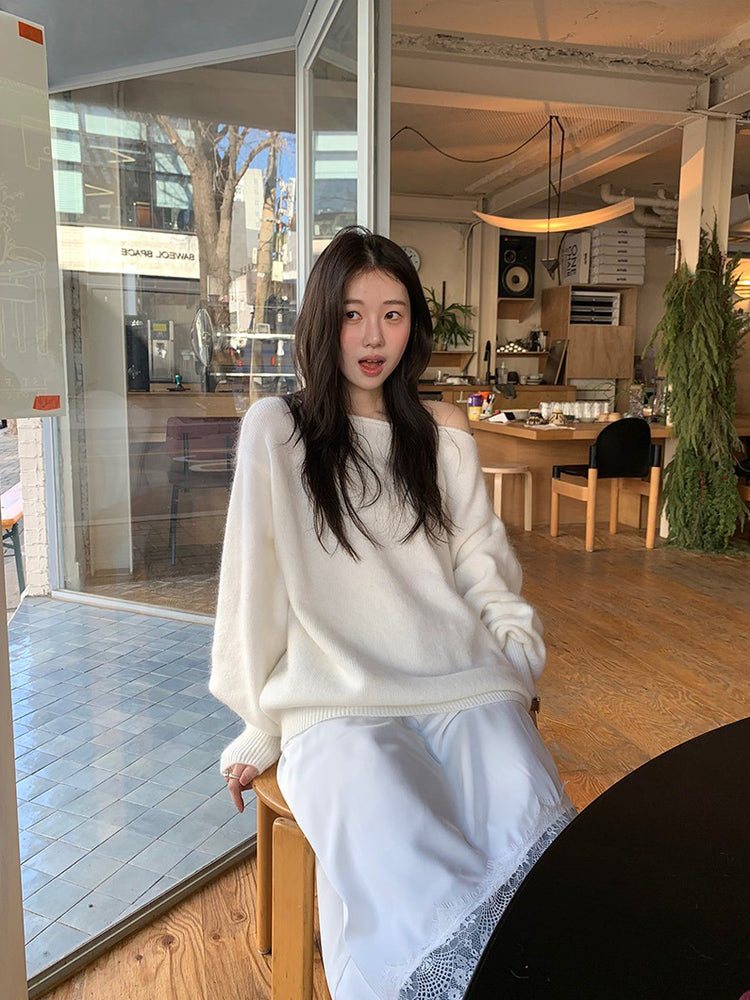 蕾絲邊光澤感不規則下擺裙