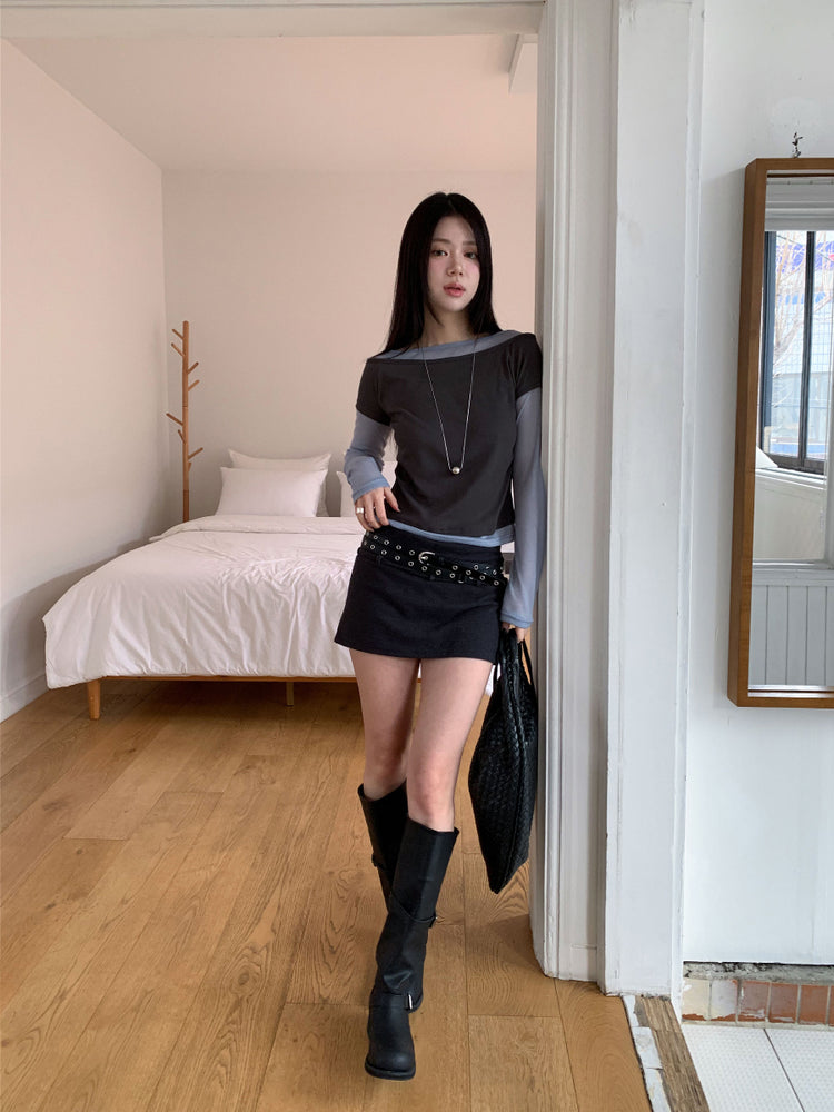 撞色層次感兩件式上衣