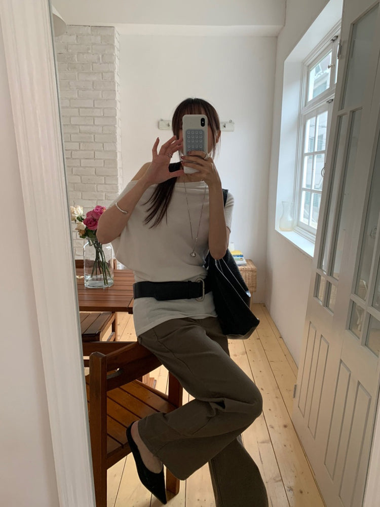 美肩堆堆細節修身上衣