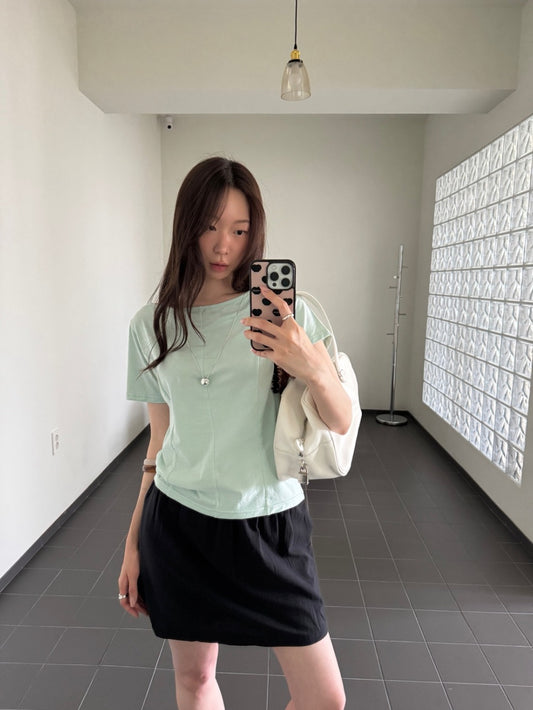 美色船領壓線細節上衣
