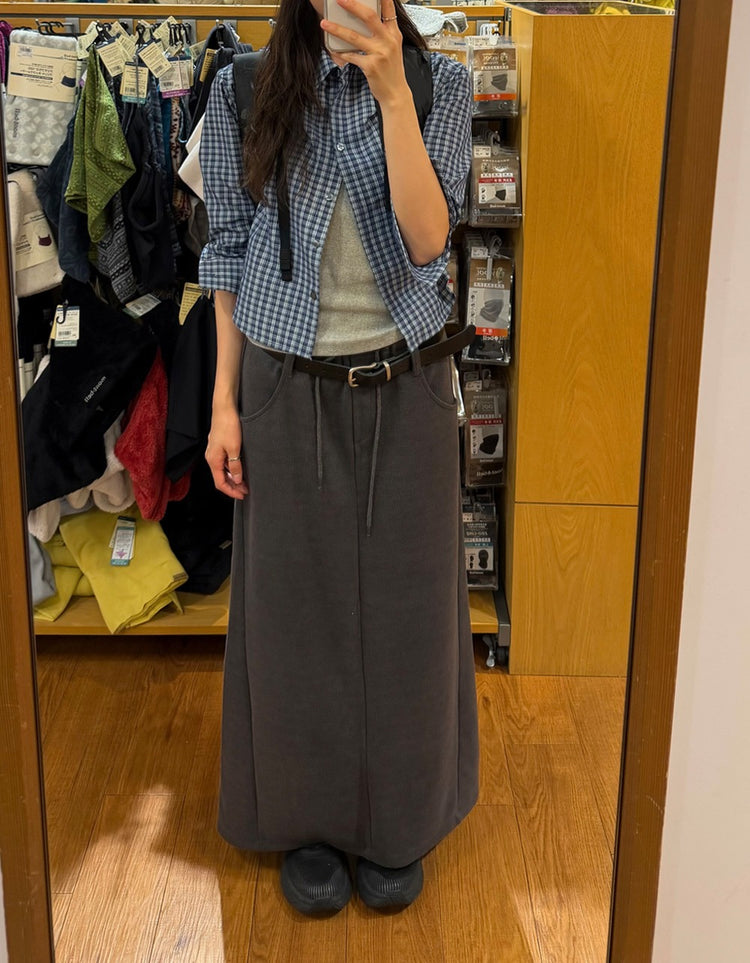 細腰頭皮帶扣壓線及踝棉裙