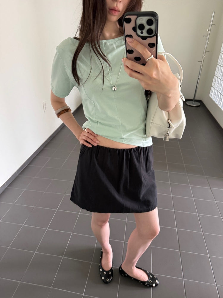 美色船領壓線細節上衣