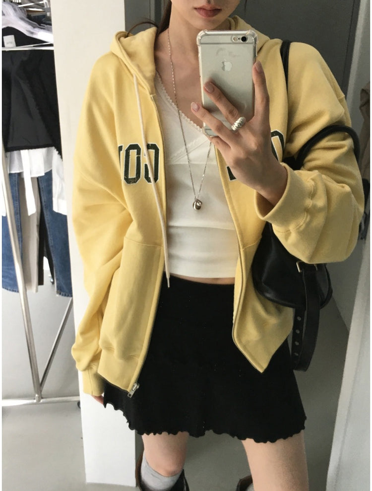 美色做舊字母連帽外套