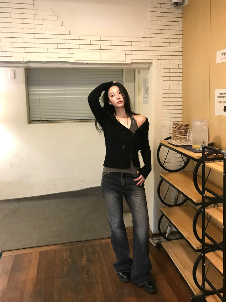 掛脖扣鈕細節背心