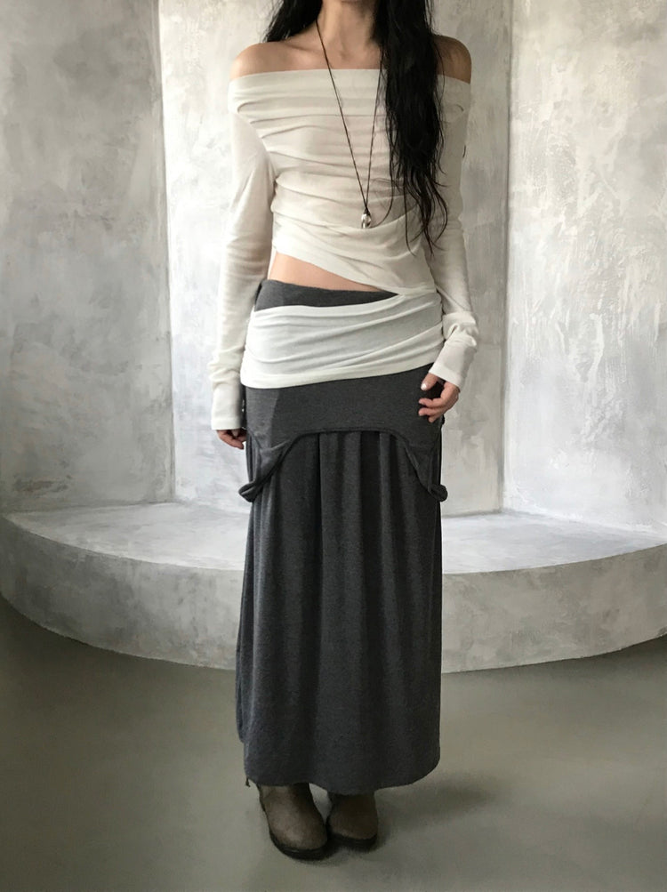 美肩側露腰細節上衣